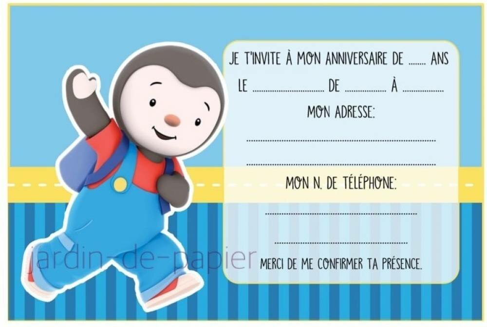 Carte D Invitation Anniversaire Enfant A Imprimer Tchoupi Un Grand Marche
