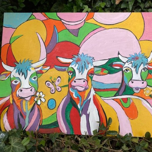 Tableau en bois ultra moderne thème les vaches