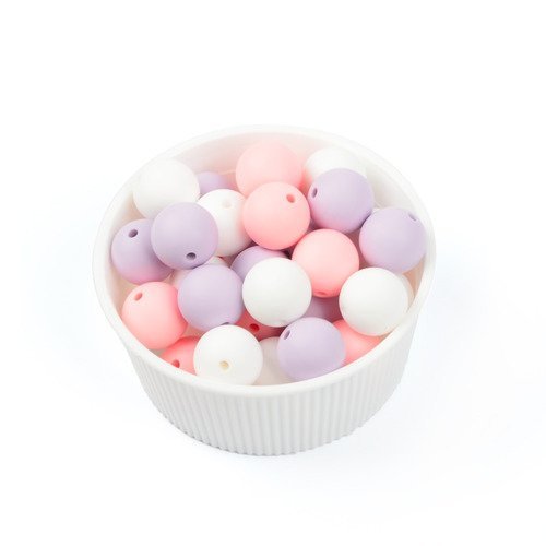 Perle silicone 12 mm lot de 10 pour confection hochet, attache tétine collier d'allaitement