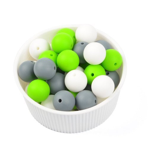 Perle silicone 12 mm lot de 10 pour confection hochet, attache tétine collier d'allaitement