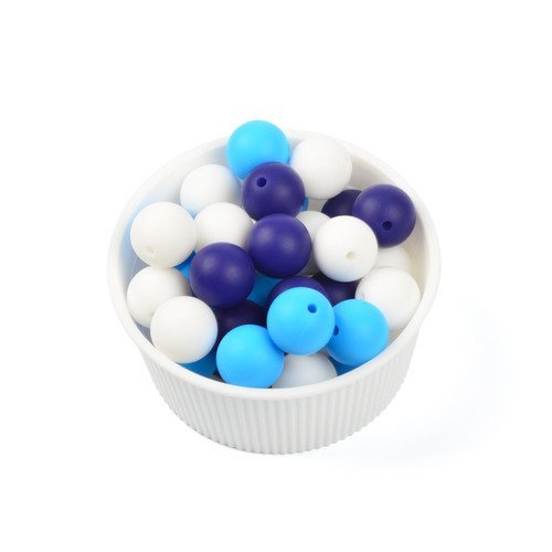 Perle silicone 12 mm lot de 10 pour confection hochet, attache tétine collier d'allaitement