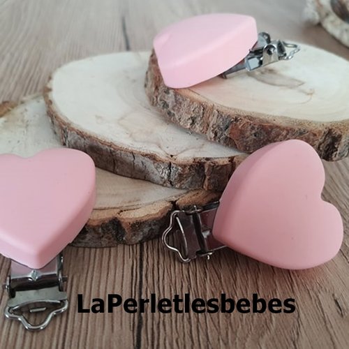 Clips coeur silicone rose