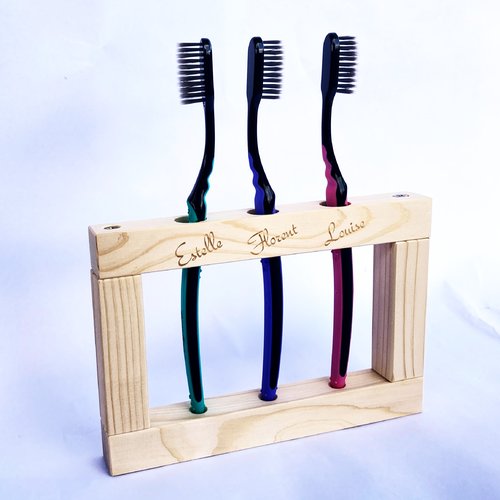 Support de brosse à dents en bois. porte brosse à dents, décoration salle de bain. gravure laser