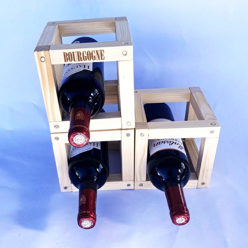 Cube, casier à bouteille, rangement, support à vin, porte bouteille, présentoir à vin en bois, range bouteille.