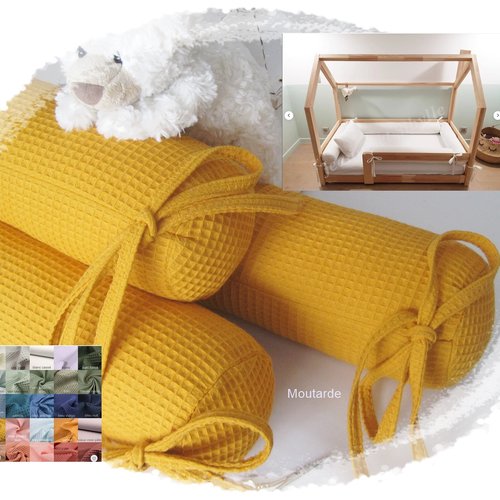 Diam 12 cm contour de lit, traversins. réalisez vous même votre tour de lit cabane montessori tissu nid d'abeille nombreux coloris