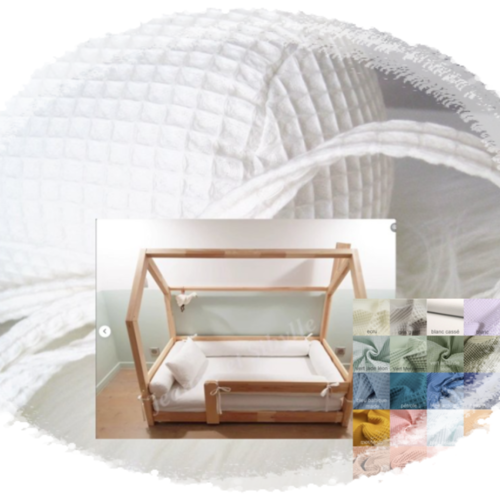 Tour de lit réalisé en traversin vendu à l'unité traversin pour lit cabane ou lit tipi montessori tissu nid d'abeille nombreux coloris