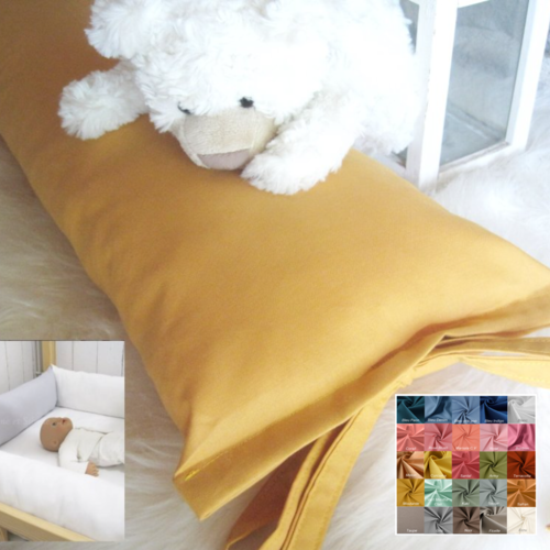 20-22 cm traversin coussin plat, contour de lit avec lanières d'attache, tour de lit cabane montessori ou lit classique à barreaux.