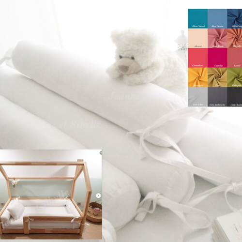 Diam 12 cm tour de lit, traversins pour lit cabane avec lanières d'attache différents coloris