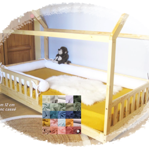 Diamètre 12 cm, réalisez vous même votre tour de lit en traversin pour lit cabane montessori tissu nid d'abeille nombreux coloris