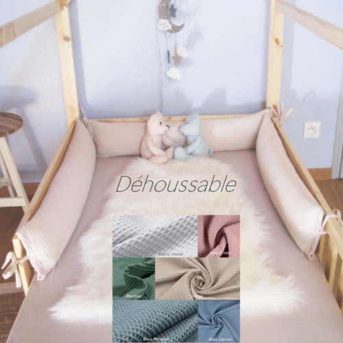 16-17 cm hauteur. coussin + housse. réalisez un tour de lit en traversin plat en tissu nid d'abeille