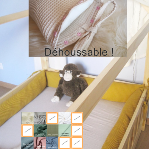 16-17 cm hauteur. coussin + housse. réalisez un tour de lit en traversin plat en tissu nid d'abeille