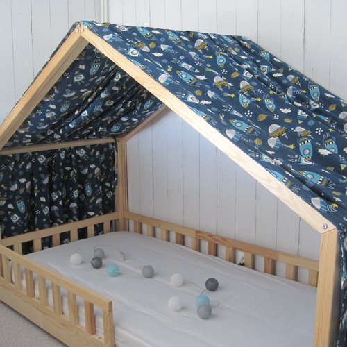 Voile de lit cabane à vos mesure. fournissez vous même votre tissu.  toile de lit cabane. ciel de lit.