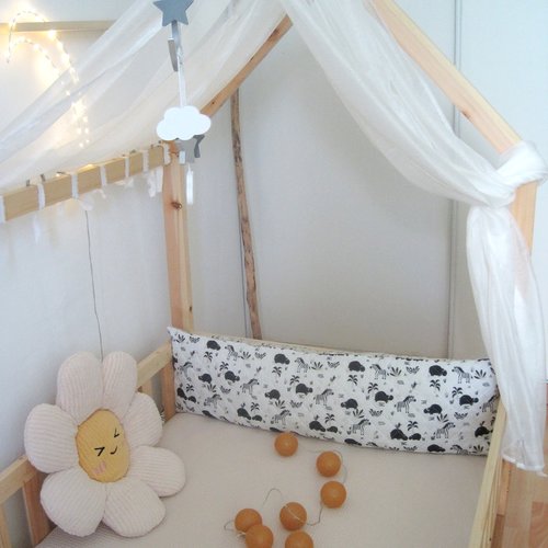 25-27 cm tête de lit, traversin coussin avec double lanières d'attache, tour de lit cabane montessori.