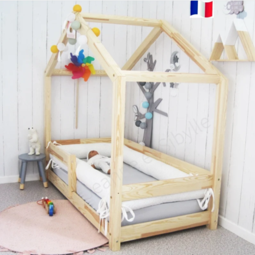 Tour de lit 70x140 4 boudins cylindrique diamètre 10 cm avec lanières d'attache