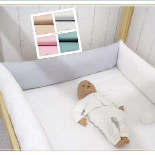 16-17 cm - traversin plat 90 cm de longueur pour enfant avec housse et lanières d'attache 4 coloris en cretonne de coton