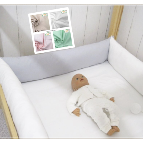 16 -17 cm - traversin plat 190 cm de longueur pour enfant avec housse et lanières d'attache 4 coloris en cretonne de coton