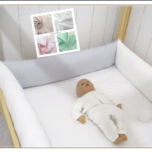 16 -17 cm - traversin plat 95 cm de longueur pour enfant avec housse et lanières d'attache 4 coloris en cretonne de coton