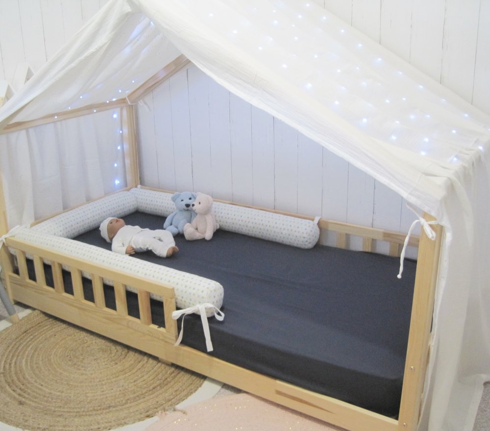 Toile de lit cabane pour lit cabane montessori moutarde -  France