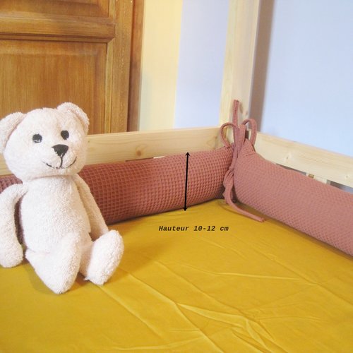 Commande sur mesure de marie p hauteur 10-12 cm, 2 traversins plats de 200 cm avec 2 x 2 lanières supplément amovible, tissu nid d'abeille