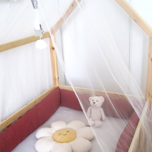 Voile pour lit cabane en tule très souple blanc