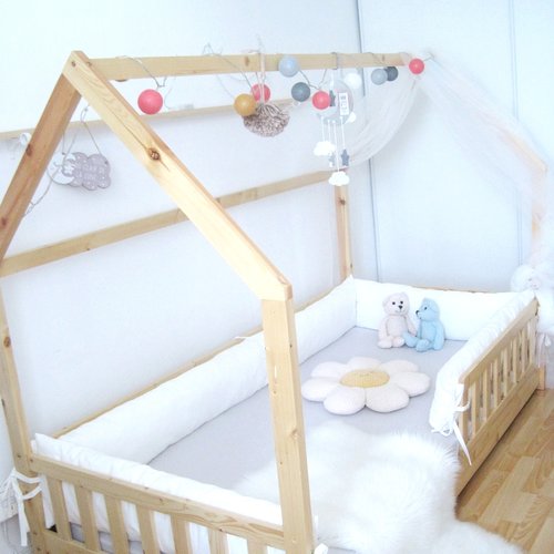 Traversin coussin plat pour réaliser un tour de lit cabane montessori ou tour de lit  à barreaux