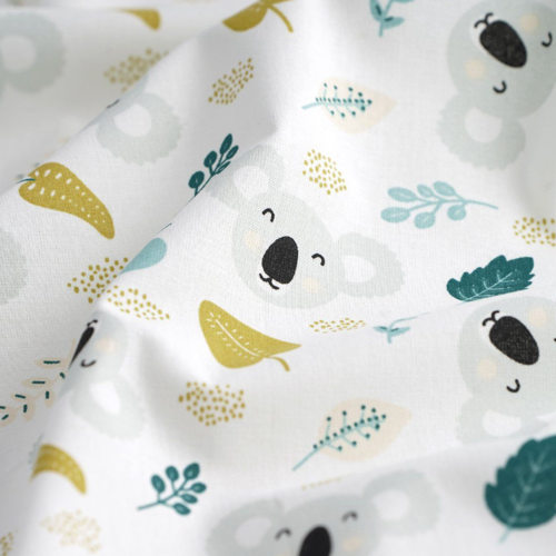 Commande sur mesure de sandra, 4 traversins plats pour lit 90x190, hauteur 22 cm tissu cretonne coton imprimé koala