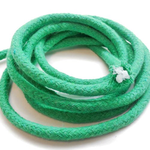 Coupon de 1 mètre de corde tressée en vert emeraude, 6 mm