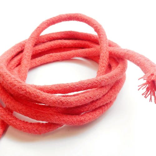Coupon de 1 mètre de corde tressée en rouge corail, 6 mm