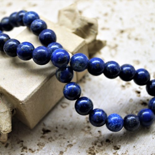Perles lapis lazuli naturelles 10 mm