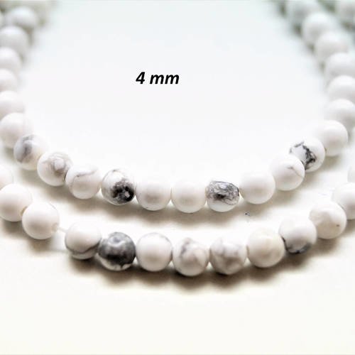 Perles rondes 4 mm howlite blanche