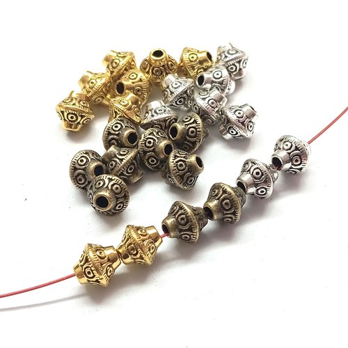 10 perles intercalaires bicône métal 7*6 mm