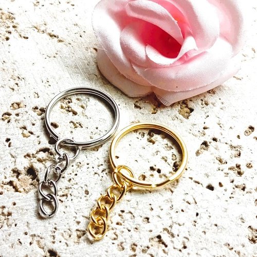 Anneaux porte-clef, avec chaînette 25 mm par 10