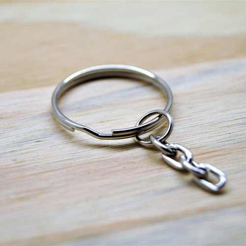 Anneaux porte-clef, avec chaînette, couleur argenté, diam. 25 mm