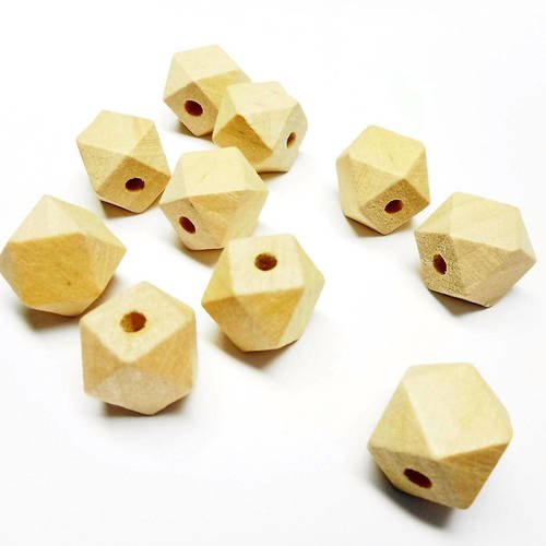 Perles 10 mm en bois forme polygone