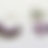 Kit paire supports boucle d'oreilles créoles argenté gun, perles intercalaires ovales, soucoupes violettes 18*19 mm