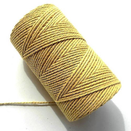 Lot de 10 mètres de ficelle &quot;baker twine&quot;, jaune cumin unie, 2 mm