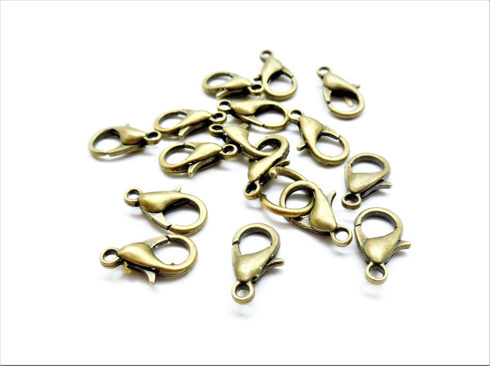 5 * métal bronze, mousqueton 12*6 mm avec anneaux