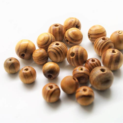 Lot de 20 perles rondes en Bois 12mm Argenté