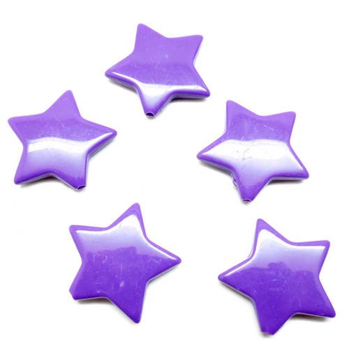 Lot de 10 perles étoiles violettes, en acrylique, 27,5*5 mm
