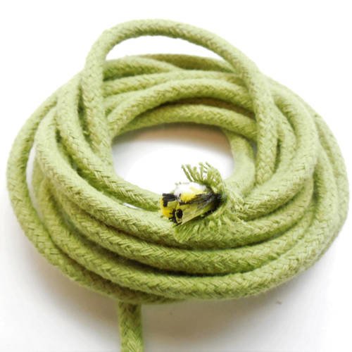 Coupon de 1 mètre de corde tressée en vert sauge, 6 mm