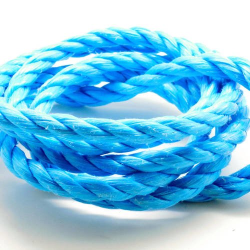 Lot de 2 mètres de corde nylon 3 brins bleue 10 mm