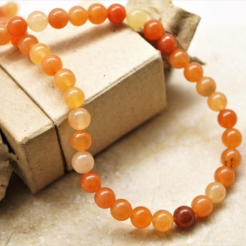 Perles rondes 6 mm aventurine orange