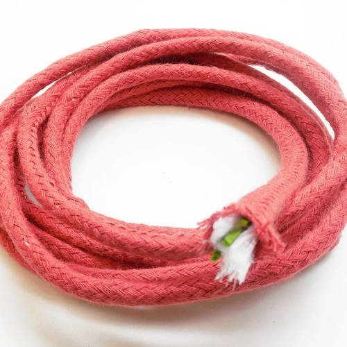 Coupon de 1 mètre de corde tressée en coton rouille terracotta, 6 mm