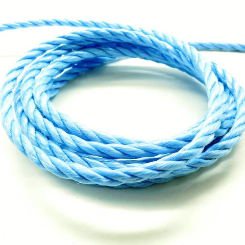 Lort de 2 mètres de corde nylon 3 brins bleue 6 mm