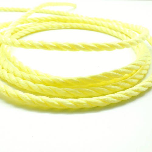Lot de 2 mètres de corde nylon 3 brins jaune 6 mm