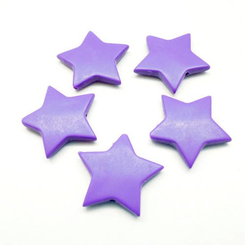 Lot de 10 perles étoiles violettes mat givrées, en acrylique, 27,5*5 mm