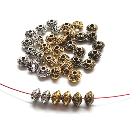 Perles intercalaires ovales 6 mm en métal par 20