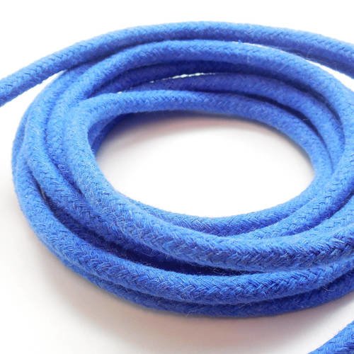 Coupon de 1 mètre de corde tressée en bleu roi, 6 mm