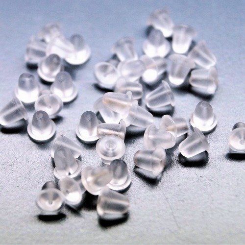 Fermoirs boucles d'oreilles plastique transparent par lot de 100, 3 mm