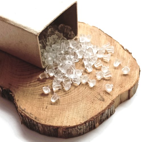 Fermoirs boucles d'oreilles plastique transparent par lot de 100, 4,8 x 5,6 mm